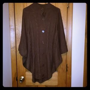 Brown button up poncho